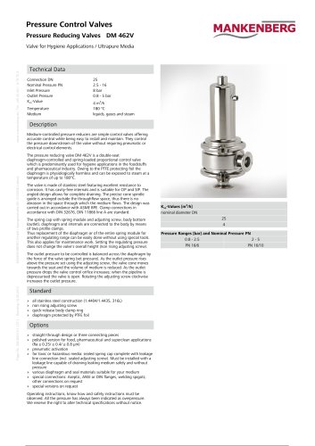 Pressure Reducing Valves DM 462V