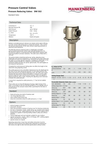 Pressure Reducing Valves DM 502