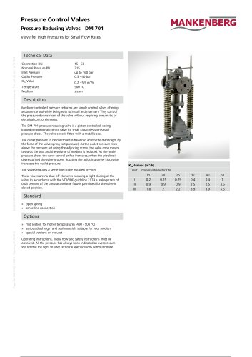 Pressure Reducing Valves DM 701