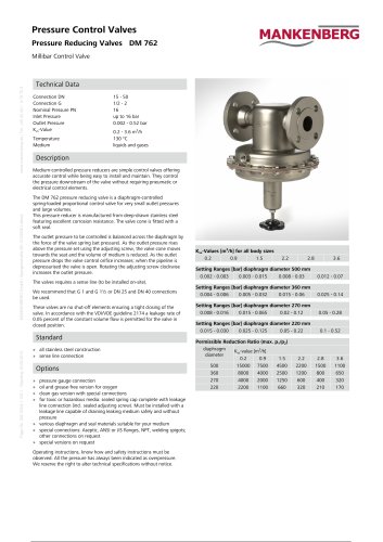 Pressure Reducing Valves DM 762