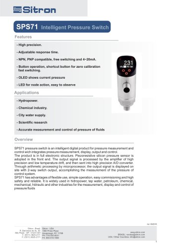 SPS71 Intelligent Pressure Switch