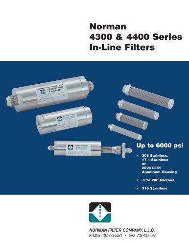 High Pressure In-Line  4300 and 4400 Series Filter