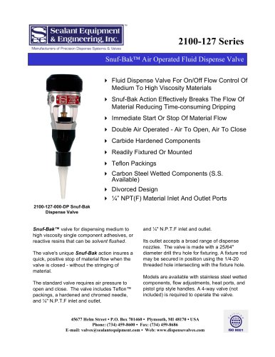 2100-127 Series Snuf-Bak Dispense Valves