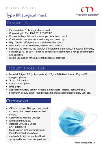 Type IIR surgical mask