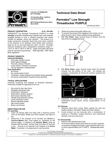 Permatex? Low Strength Threadlocker PURPLE