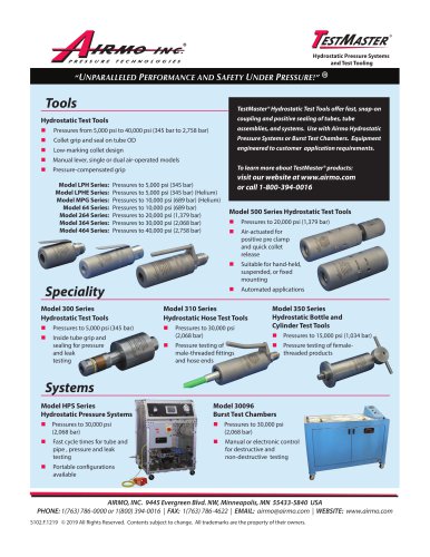 Hydrostatic Pressure Systems and Test Tooling