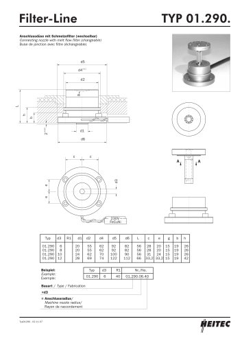 CONNECTING NOZZLE WITH MELT FLOW FILTER