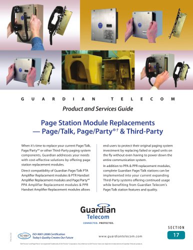 PSG8.2.3D Sec 17 Page Station Replacement Modules