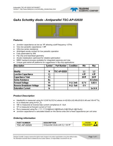 TSC-AP-02020 GaAs Schottky Diode