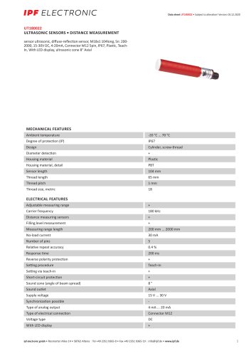 UT180022 -Ultrasonic Sensor - Distance Measurement