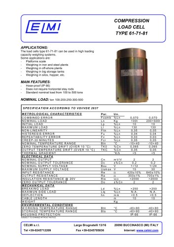 COMPRESSION LOAD CELL TYPE 61-71-81