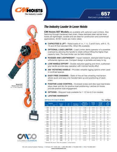 Model 657 RATCHET LEVER HOIST