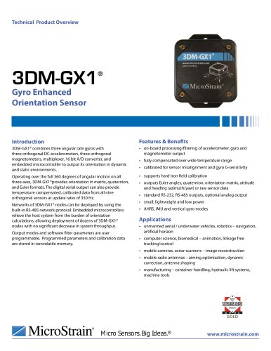 Inclinometers and Orientation Sensors 3DM-GX1®