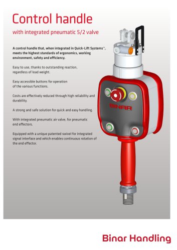 Control handle with integrated pneumatic 5/2 valve