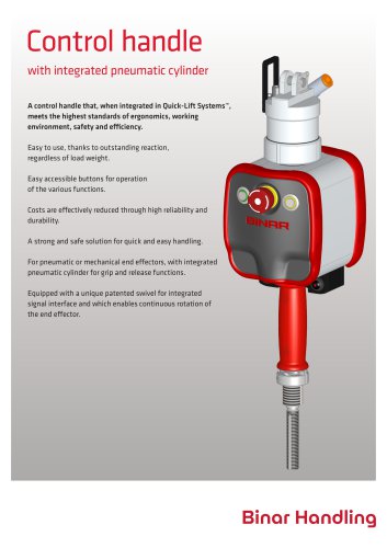 Control handle with integrated pneumatic cylinder