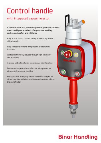 Control handle with integrated vacuum ejector
