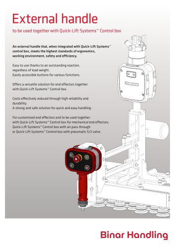 External handle to be used together with Quick-Lift Systems™ Control box
