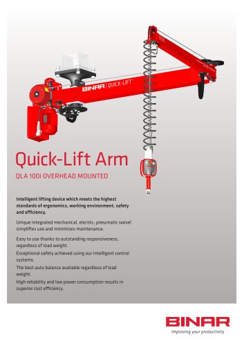 Quick-Lift Arm 100i overhead mounted