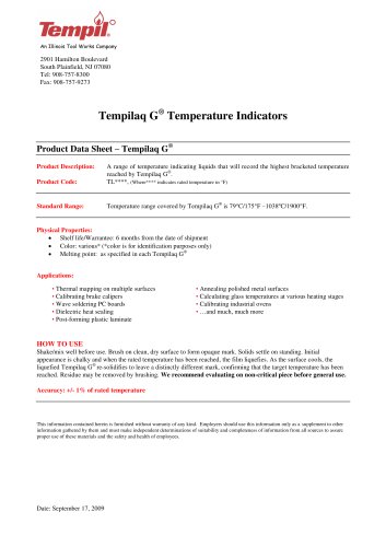 Tempilaq G® Temperature Indicators