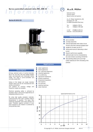 01.010.125 Servo-controlled solenoid valve NC, DN 10