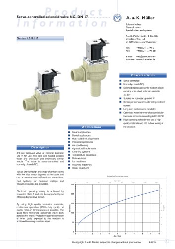 01.017.115 Servo-controlled solenoid valve NC, DN 17