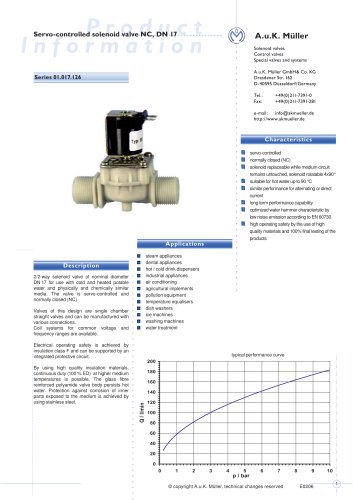 01.017.126 Servo-controlled solenoid valve NC, DN 17