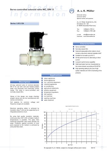 1.013.126 Servo-controlled solenoid valve NC, DN 13