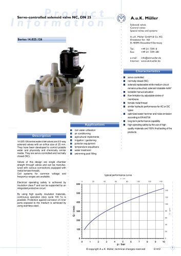 14.025.126 Servo-controlled solenoid valve NC, DN 25