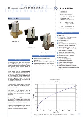 2/2-way drain valve NC, DN 40 IP 65, IP 68