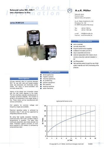 29.007.215 Solenoid valve NC, DN 7 two chambers in line