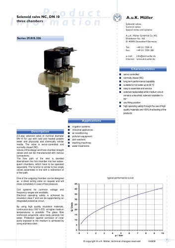 29.010.326 Solenoid valve NC, DN 10 three chambers