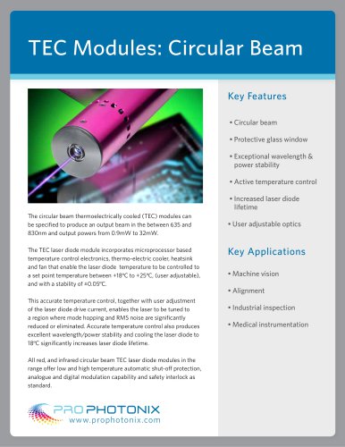 TEC Laser Diode Modules: Circular Beam