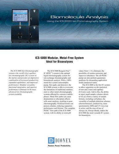 Biomolecule Analysis Using the ICS-5000 Ion Chromatography System