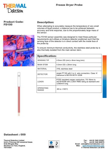 FD100 Freeze dryer probe