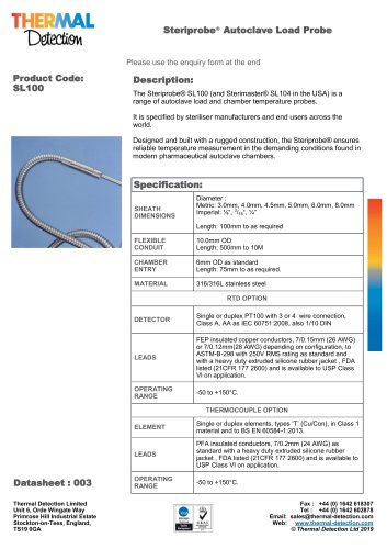 SL100 Steriprobe® Sterimaster® (USA)