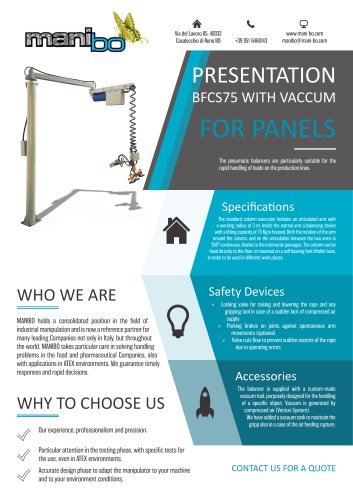 BALANCER BFCS75 - VACUUM FOR PANELS