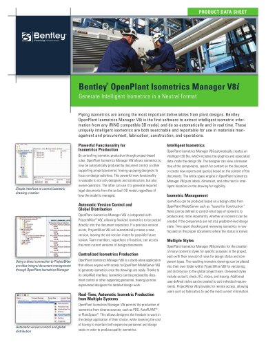 Bentley OpenPlant Isometrics Manager 