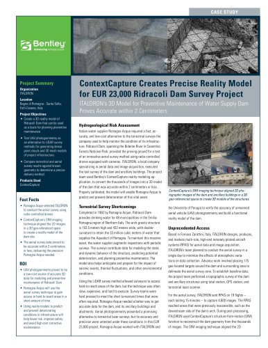 ContextCapture Creates Precise Reality Model for EUR 23,000 Ridracoli Dam Survey Project