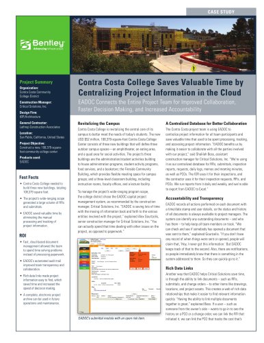 Contra Costa College Saves Valuable Time by Centralizing Project Information in the Cloud