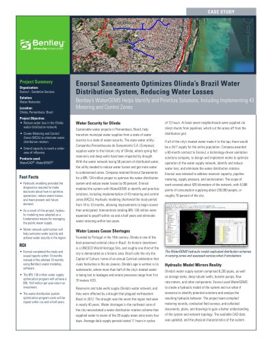 Enorsul Saneamento Optimizes Olinda’s Brazil Water Distribution System, Reducing Water Losses