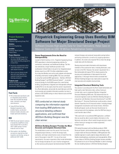 Fitzpatrick Engineering Group Uses Bentley BIM Software for Major Structural Design Project