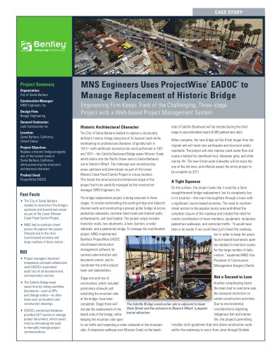 MNS Engineers Uses ProjectWise® EADOC® to Manage Replacement of Historic Bridge