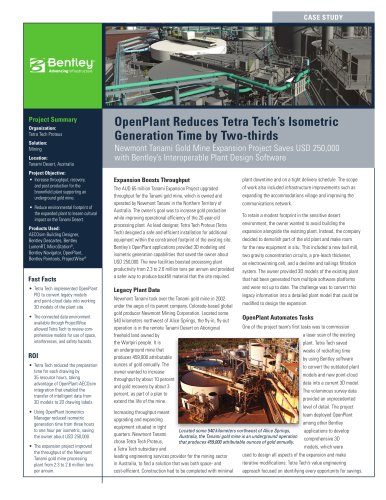 OpenPlant Reduces Tetra Tech’s Isometric Generation Time by Two-thirds