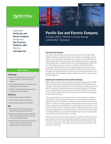 Pacific Gas and Electric Company Achieves USD 5.7 Million in Annual Savings with Bentley Substation