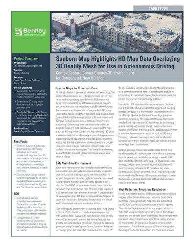 Sanborn Map Highlights HD Map Data Overlaying 3D Reality Mesh for Use in Autonomous Driving