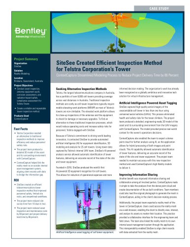 SiteSee Created Efficient Inspection Method for Telstra Corporation’s Tower -  Streamlined Modeling Process to Reduce Project Delivery Time