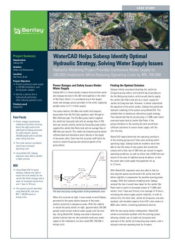 WaterCAD Helps Sabesp Identify Optimal Hydraulic Strategy, Solving Water Supply Issues