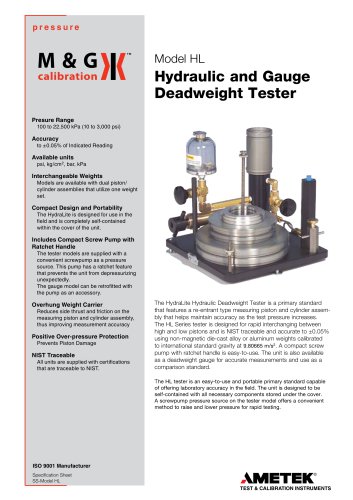 HL Series - Deadweight tester