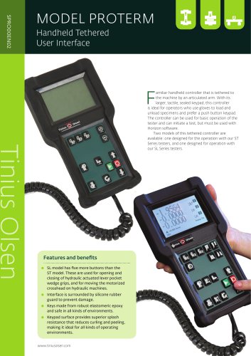 MODEL PROTERM Handheld Tethered User Interface from Tinius Olsen