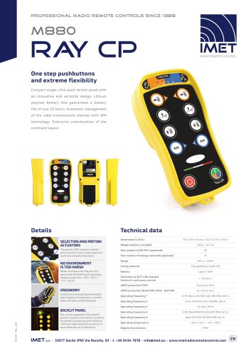 Technical data M880 RAY CP